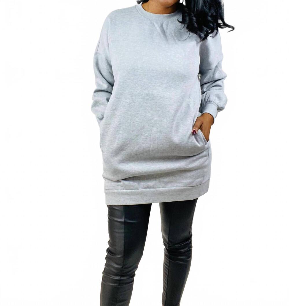 NEW ZENANA zuri crew neck full body sweatshirt in gray